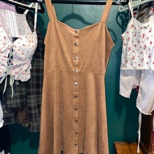 Forever 21 Tan Buttoned Sleeveless Sundress